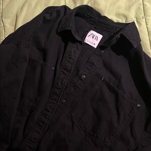 Zara women’s  Dark Shirt Jacket oversized